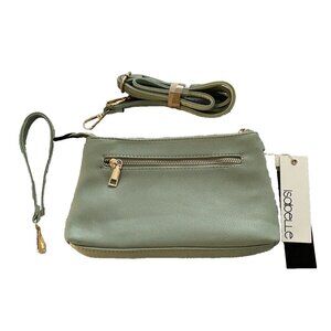 Isabelle Womens Vegan Leather Crossbody Handbag wristlet NWT Mint